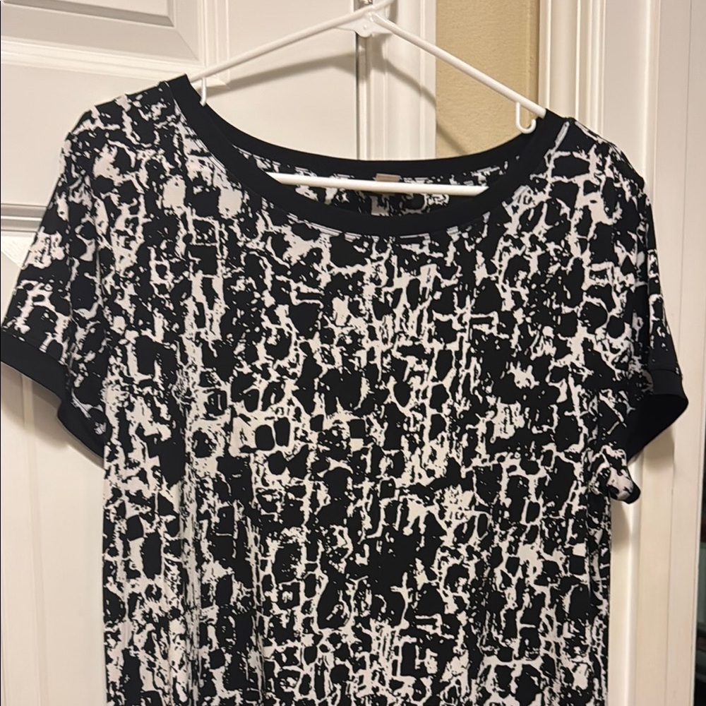 Calvin Klein Black and White Sheath Dress with Raglan Sleeves - Picture 2 of 5
